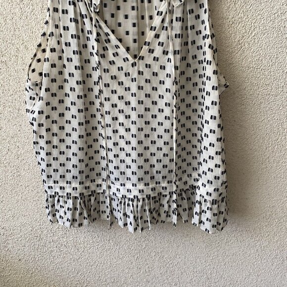 REBECCA TAYLOR Womens Blouse White Box Clip Dot Silk Ruffle Top Size 0 - Picture 7 of 11